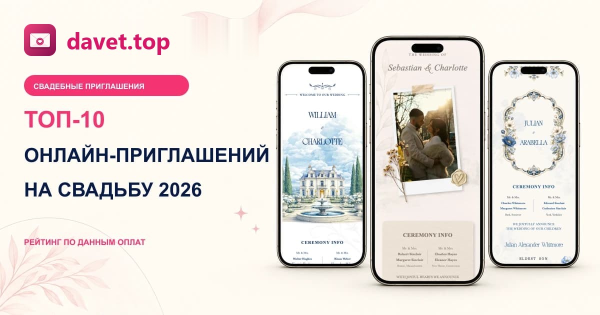 10 лучших онлайн-приглашений на свадьбу 2026