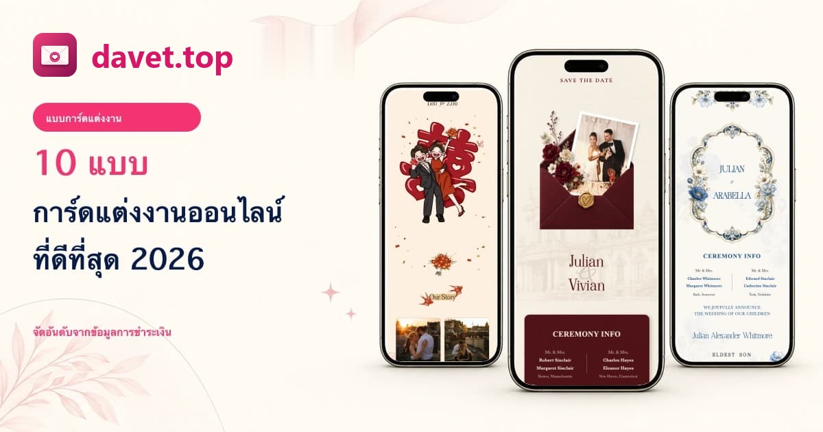 10 แบบการ์ดแต่งงานออนไลน์ที่ดีที่สุด 2026