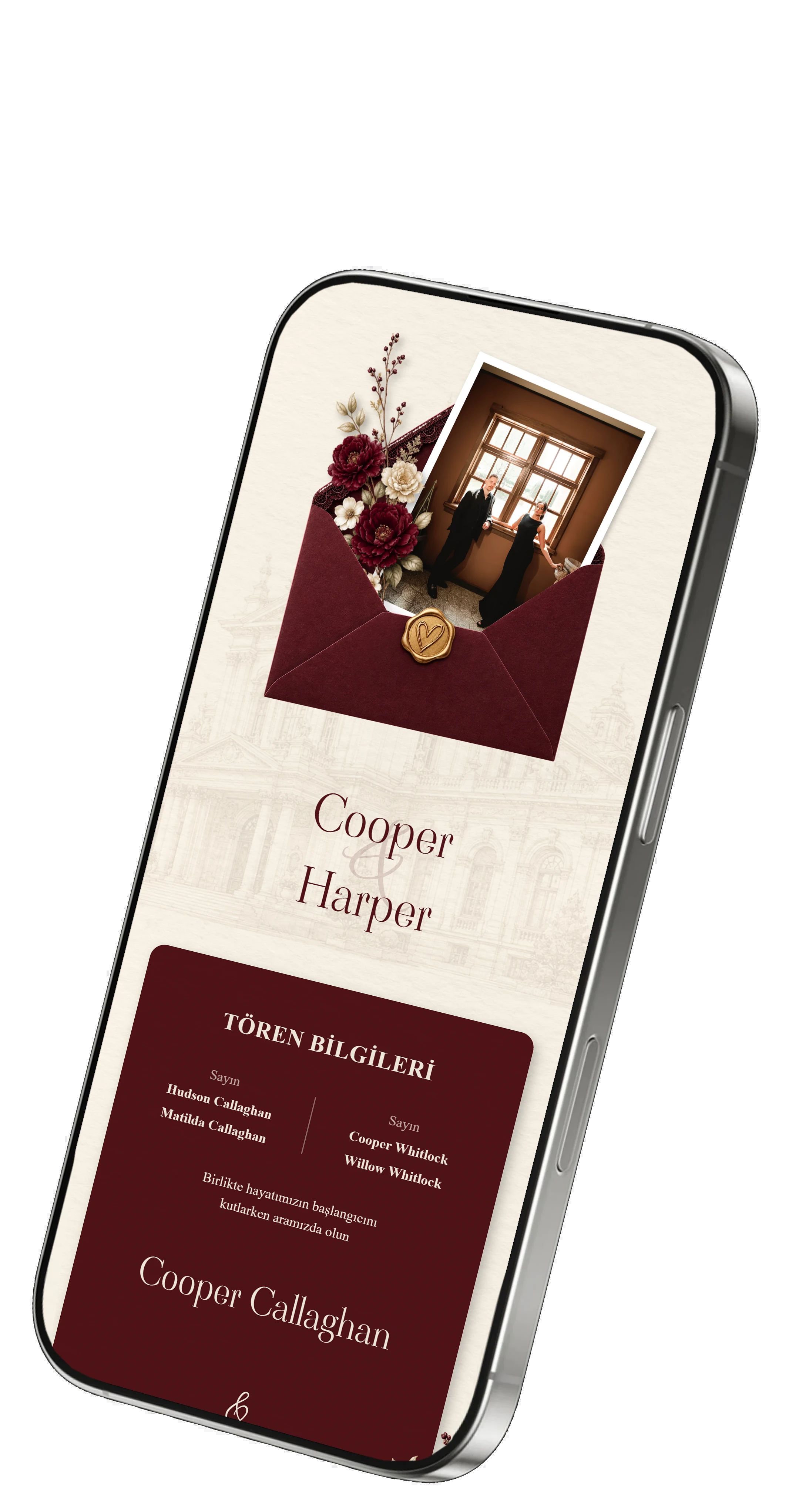Online wedding invitation on mobile