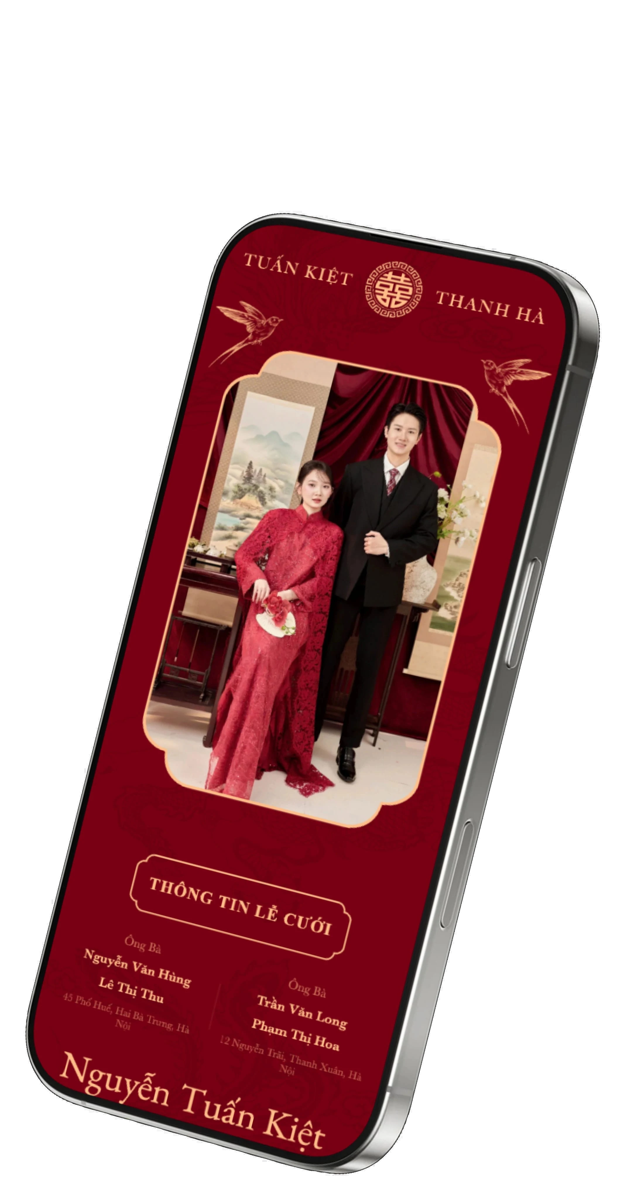 Mockup thiệp cưới online trên điện thoại