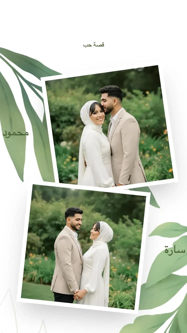 الورقة الأنيقة - أخضر - قالب دعوة زفاف إلكترونية