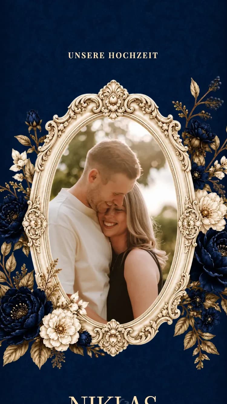 Baroque II - Dark Blue - Vorlage für Online-Hochzeitseinladungen
