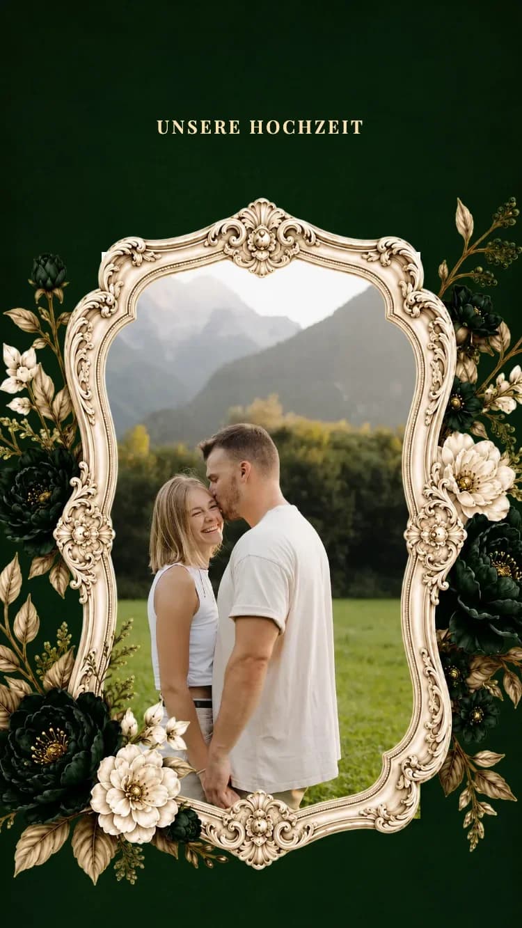 Baroque II - Dark Green - Vorlage für Online-Hochzeitseinladungen