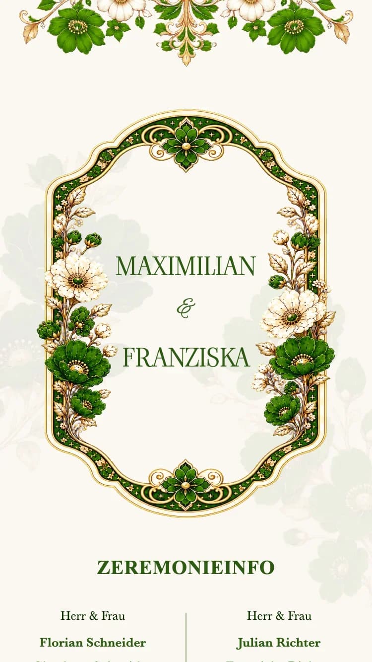 Crystal Floral - Green - Vorlage für Online-Hochzeitseinladungen