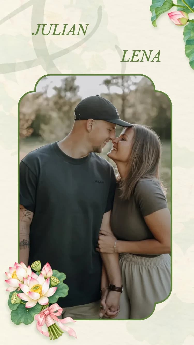 Lotus V2 - Green - Vorlage für Online-Hochzeitseinladungen