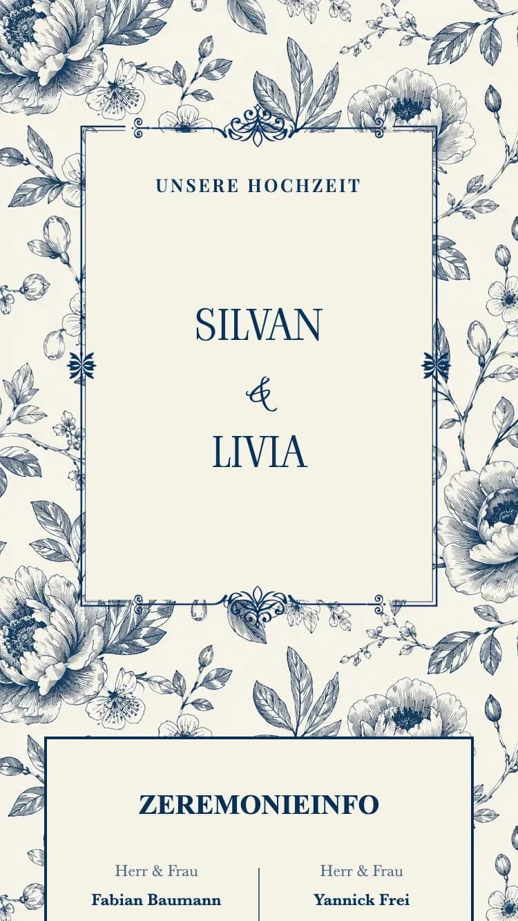 Porcelain - Blue - Vorlage für Online-Hochzeitseinladungen