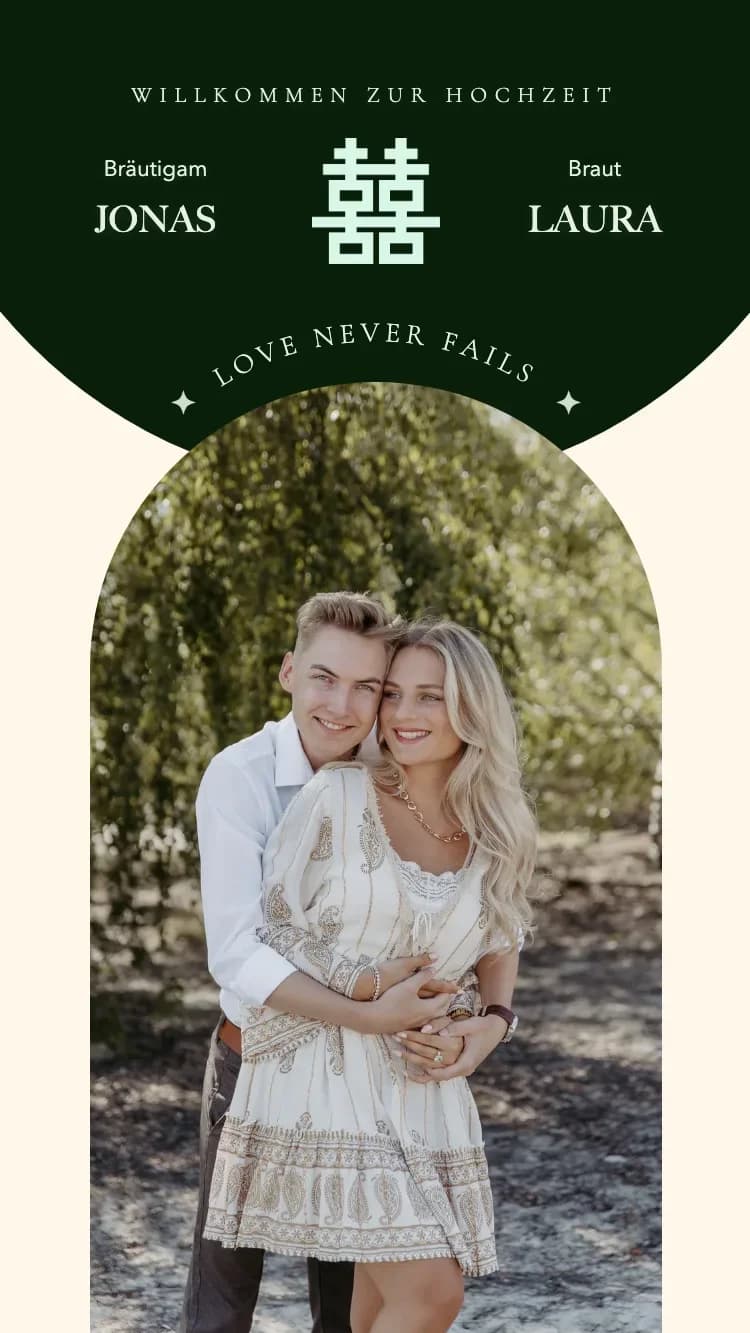 Double Happiness - Green - Vorlage für Online-Hochzeitseinladungen