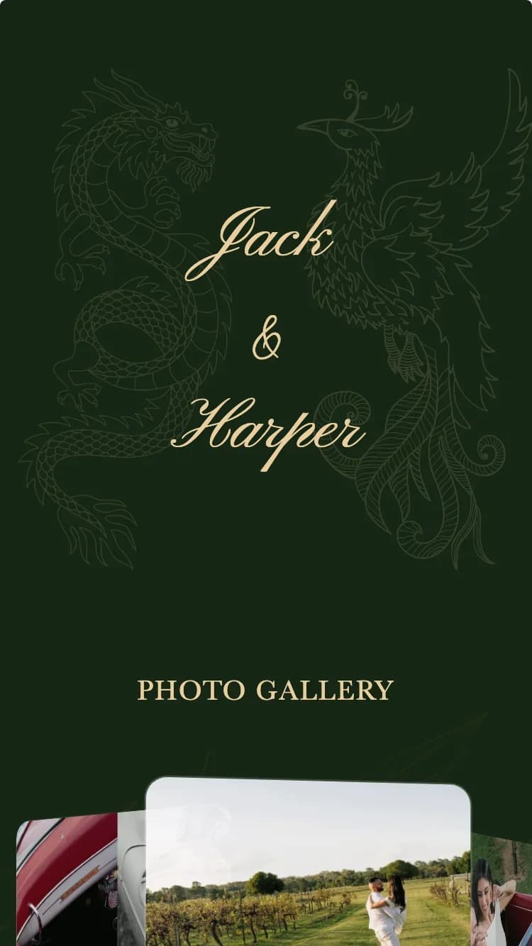 Dragon Phoenix - Green - Online Wedding Invitation Template