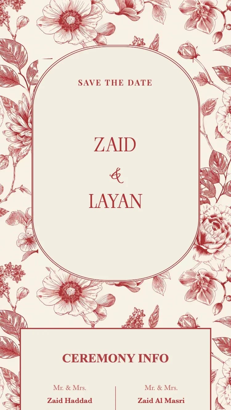 Porcelain - Red - Online Wedding Invitation Template