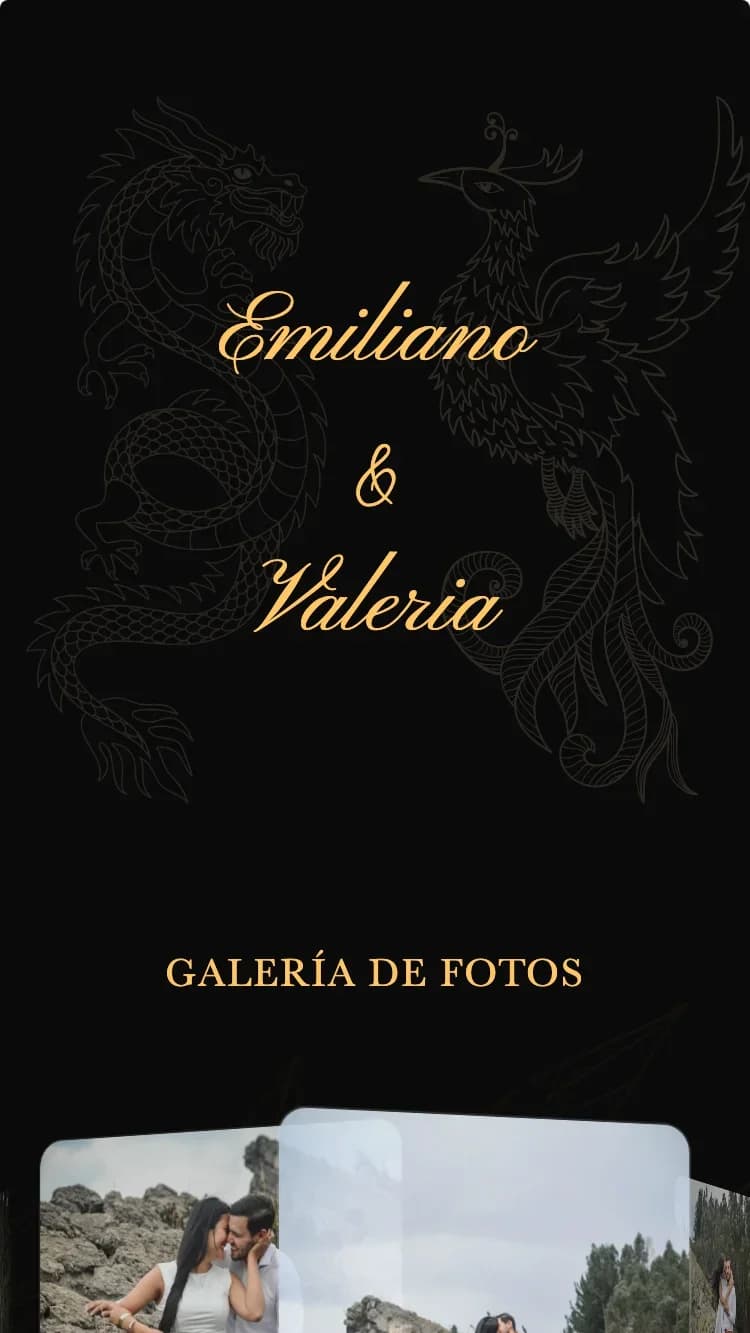 Dragon Phoenix - Black - Plantilla de Invitación de Boda Online