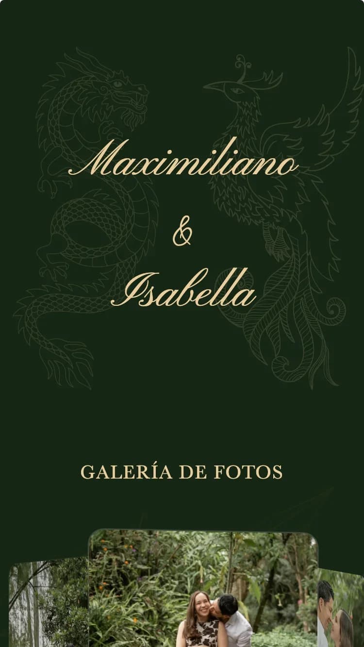 Dragon Phoenix - Green - Plantilla de Invitación de Boda Online