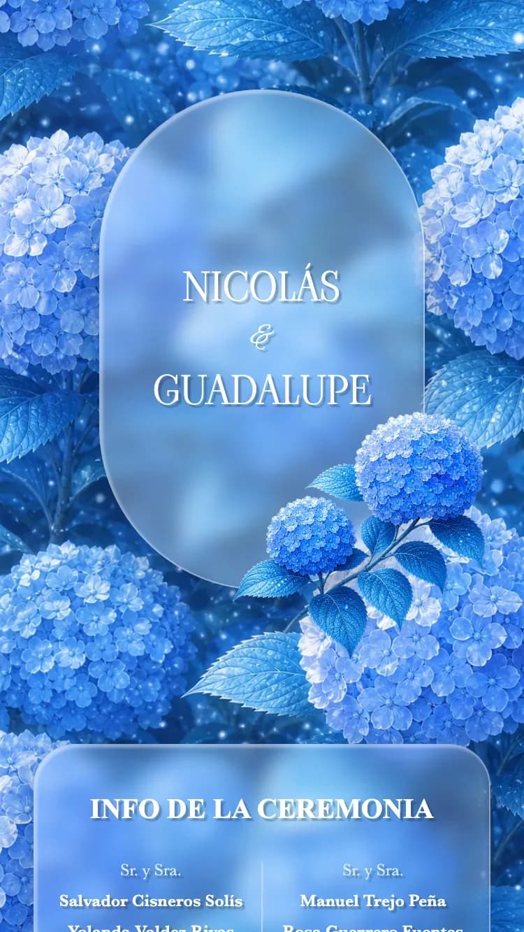 Glass Garden - Blue - Plantilla de Invitación de Boda Online