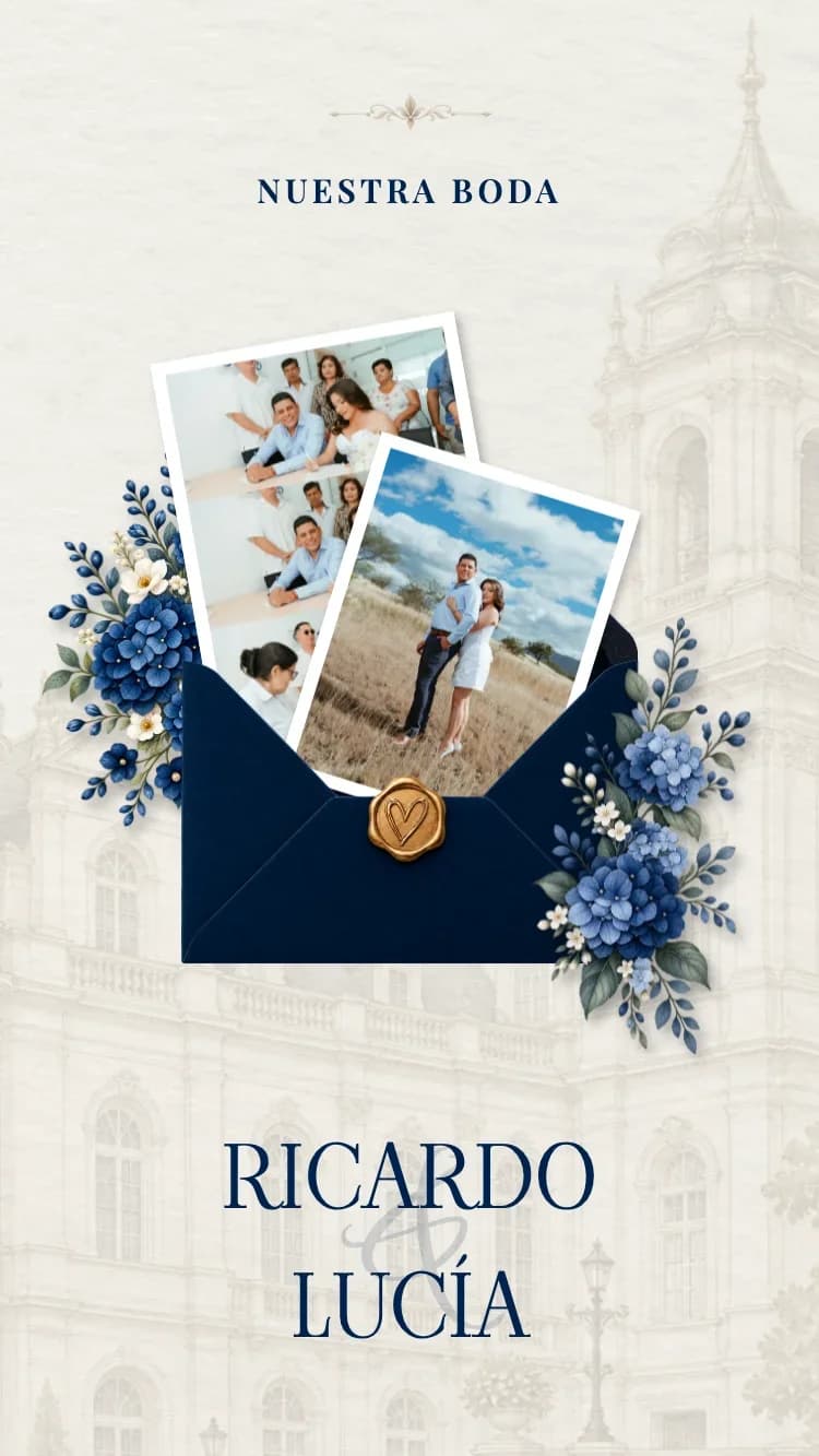 Minimalism - Dark Blue - Plantilla de Invitación de Boda Online