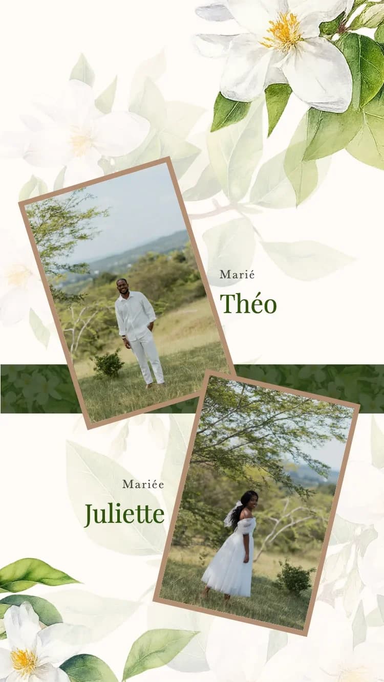 Boho Floral - Green - Modele de faire-part de mariage en ligne