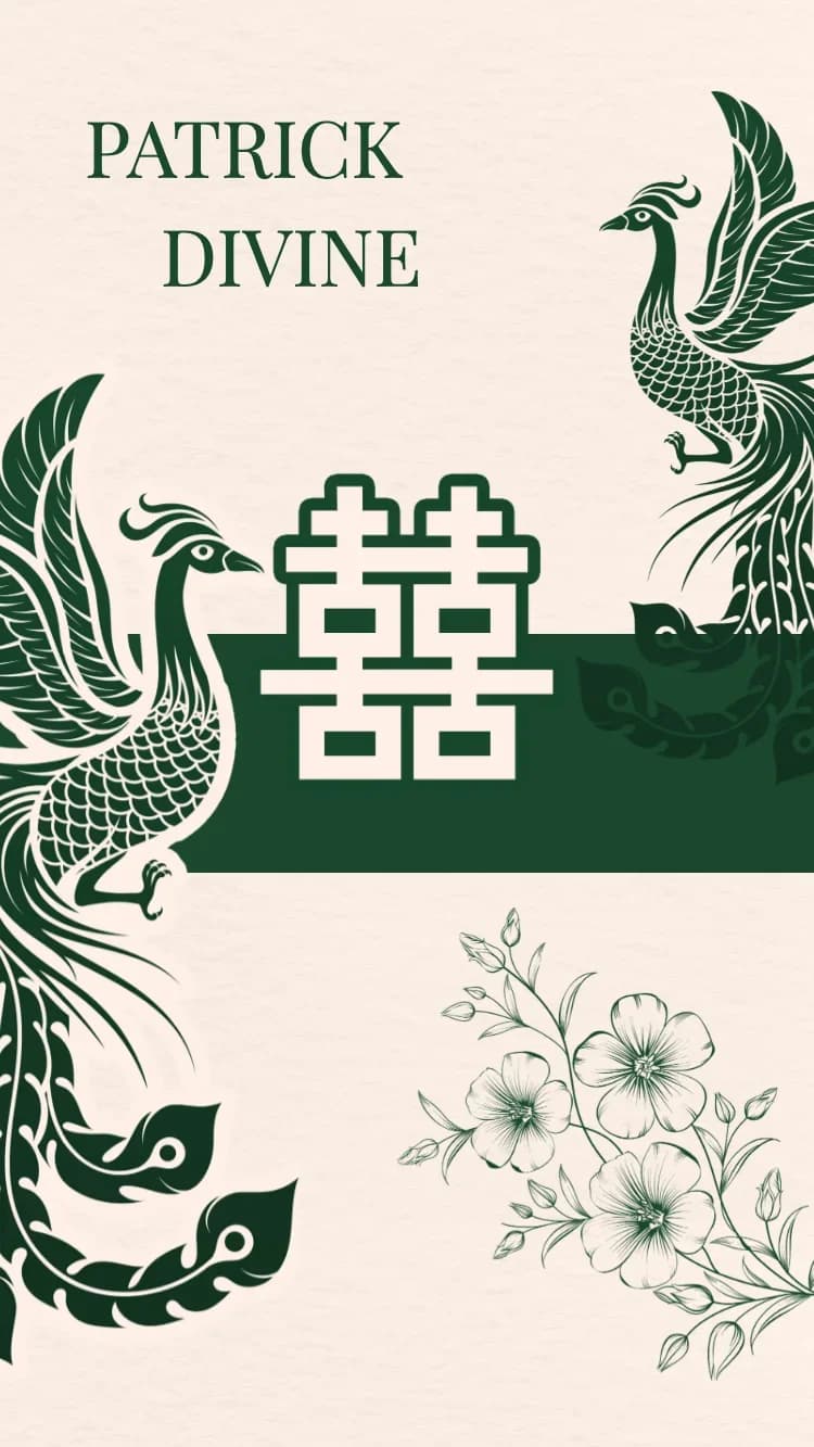 Double Phoenix - Green - Modele de faire-part de mariage en ligne