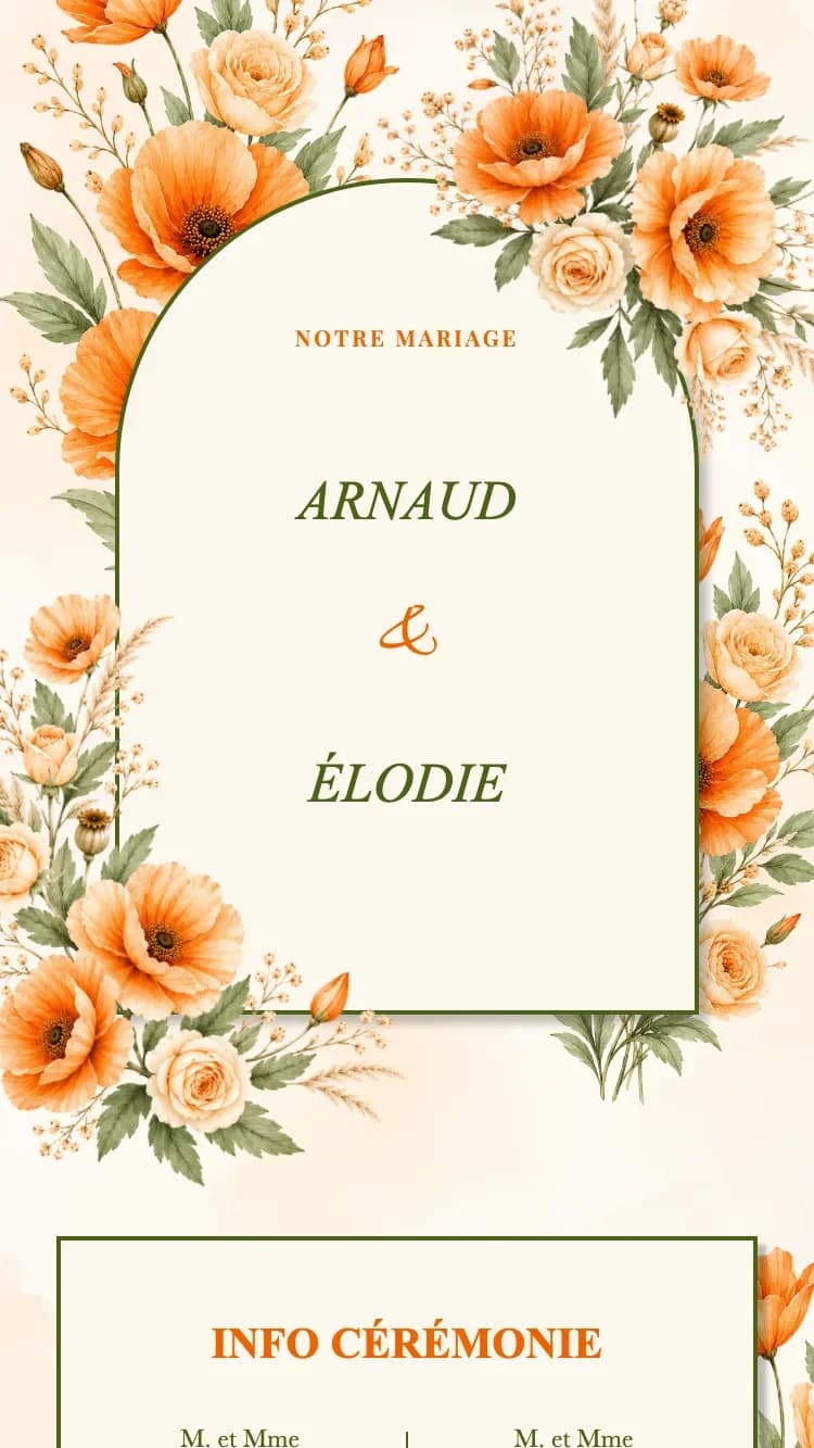 Dried Flower - Orange - Modele de faire-part de mariage en ligne