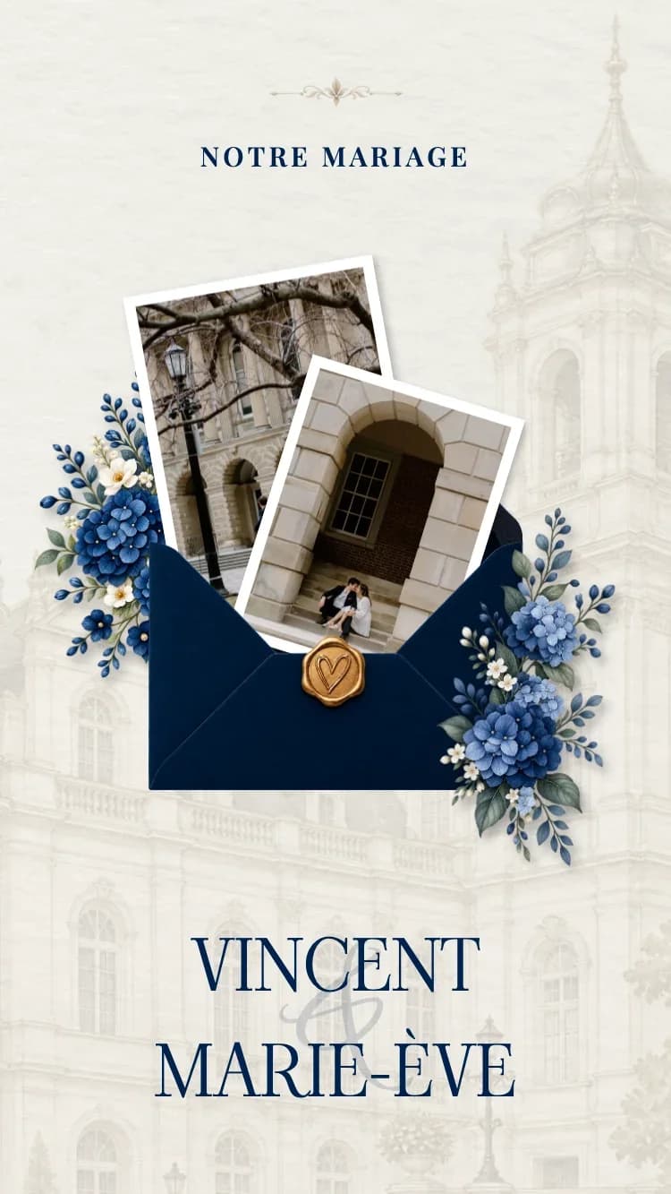 Minimalism - Dark Blue - Modele de faire-part de mariage en ligne
