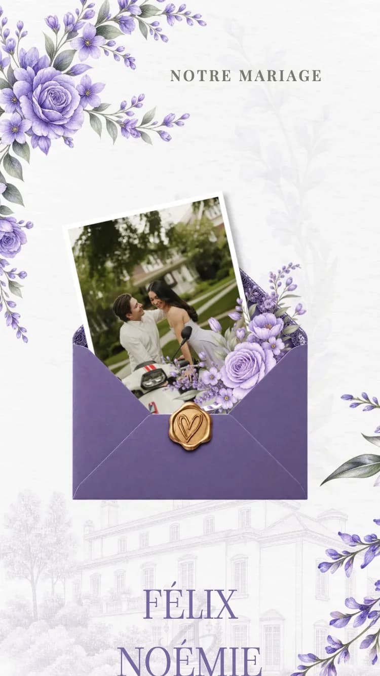 Minimalism - Purple - Modele de faire-part de mariage en ligne