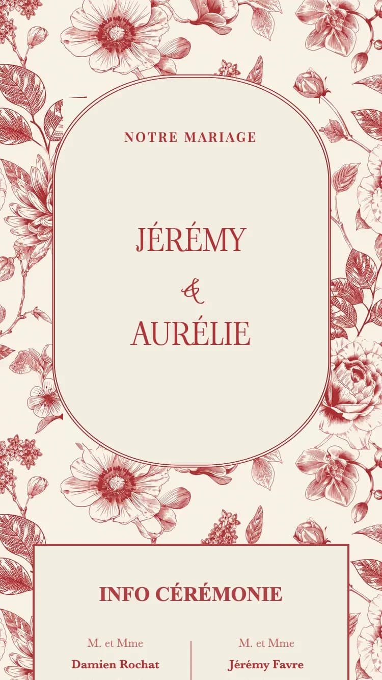 Porcelain - Red - Modele de faire-part de mariage en ligne
