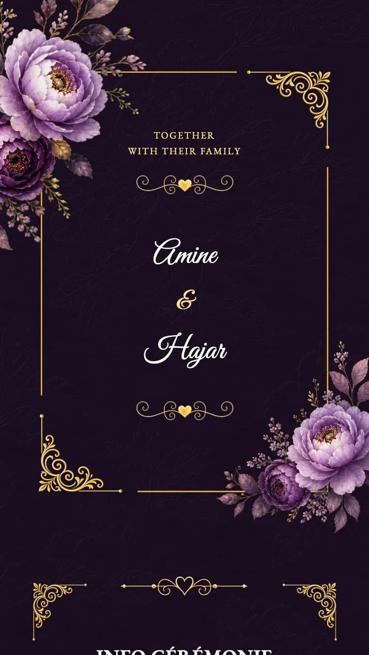 Royal II - Purple - Modele de faire-part de mariage en ligne