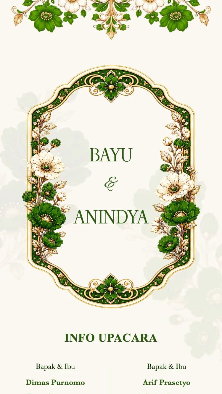 Crystal Floral - Green - Template Undangan Pernikahan Online