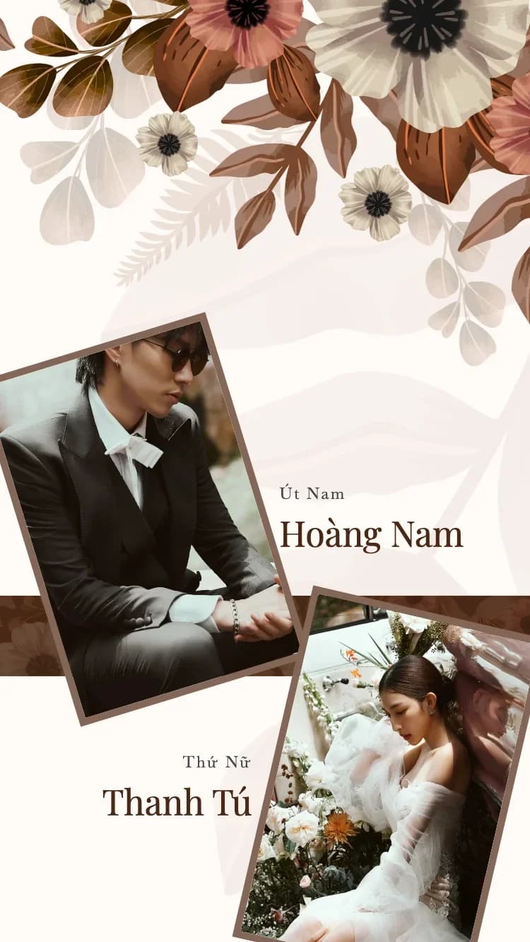 Hoa Mộc - Nâu - Mẫu thiệp cưới online