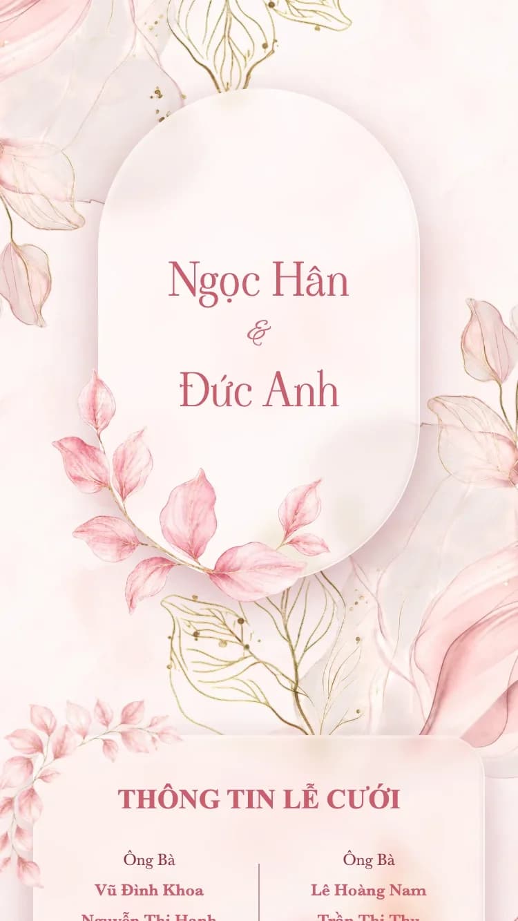 Vườn Kính - Hồng - Mẫu thiệp cưới online