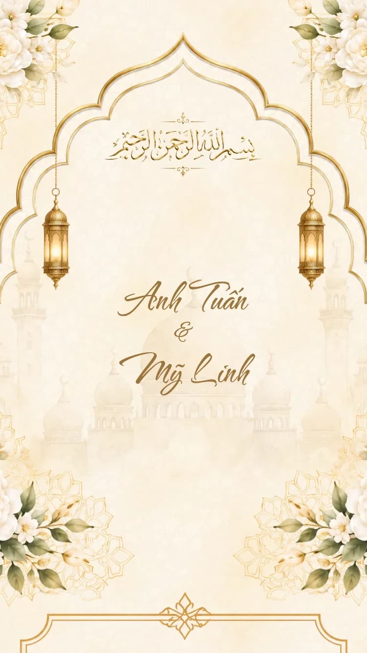 Kim Điện - Vàng - Mẫu thiệp cưới online