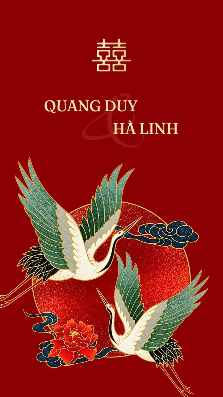 Song Hạc - Đỏ - Mẫu thiệp cưới online