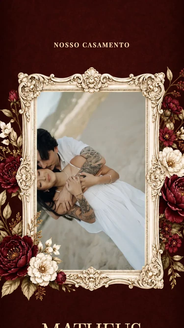 Baroque II - Dark Red - Modelo de Convite de Casamento Online