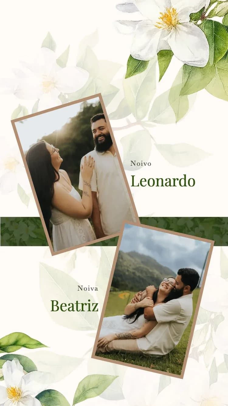 Boho Floral - Green - Modelo de Convite de Casamento Online