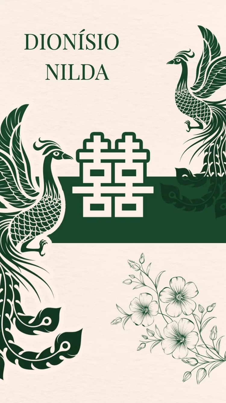 Double Phoenix - Green - Modelo de Convite de Casamento Online