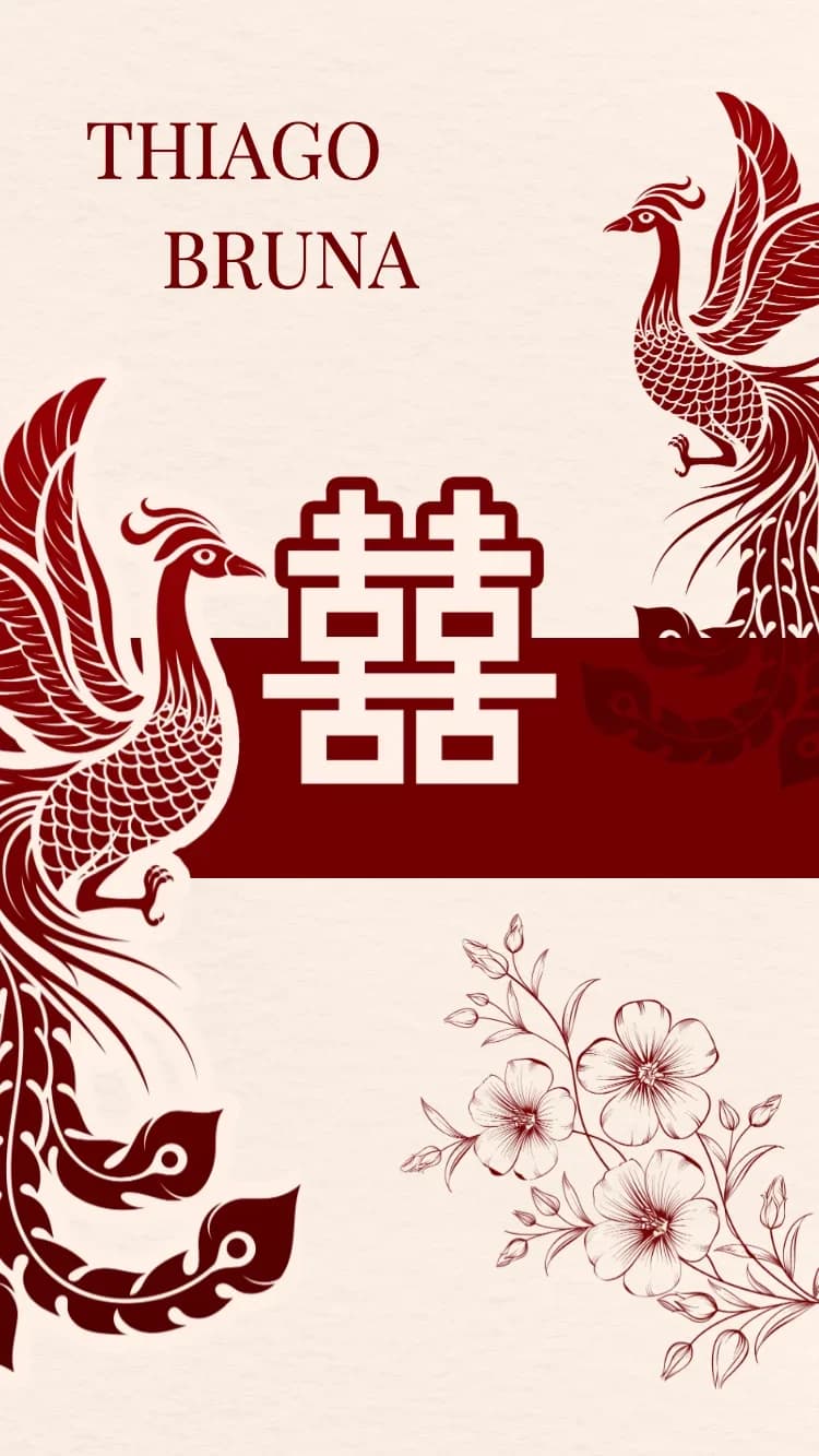 Double Phoenix - Red - Modelo de Convite de Casamento Online