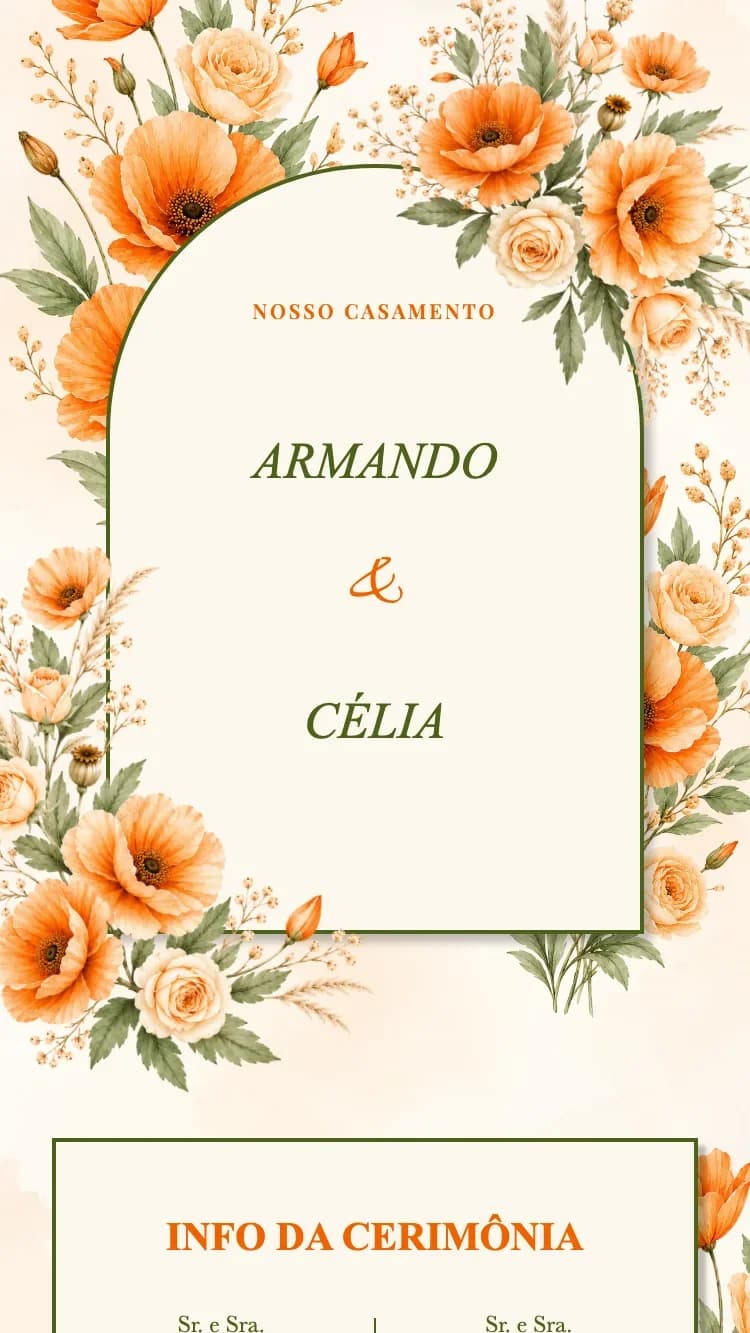 Dried Flower - Orange - Modelo de Convite de Casamento Online