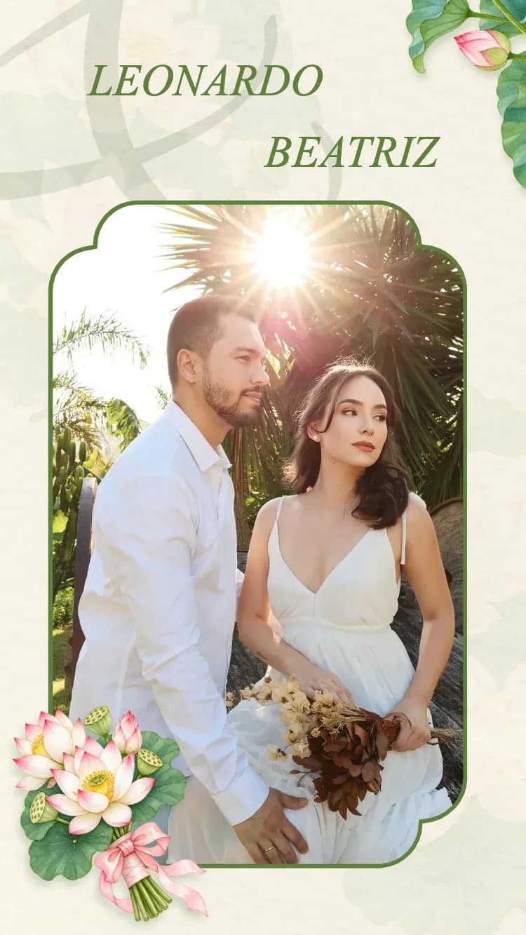 Lotus V2 - Green - Modelo de Convite de Casamento Online