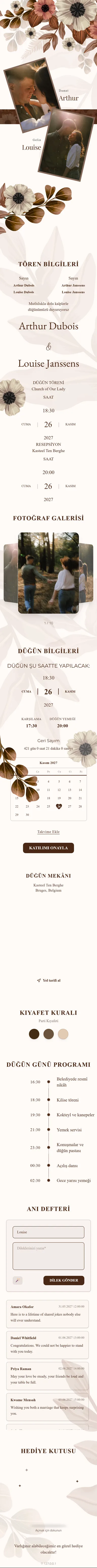 Boho Çiçekli - Kahverengi