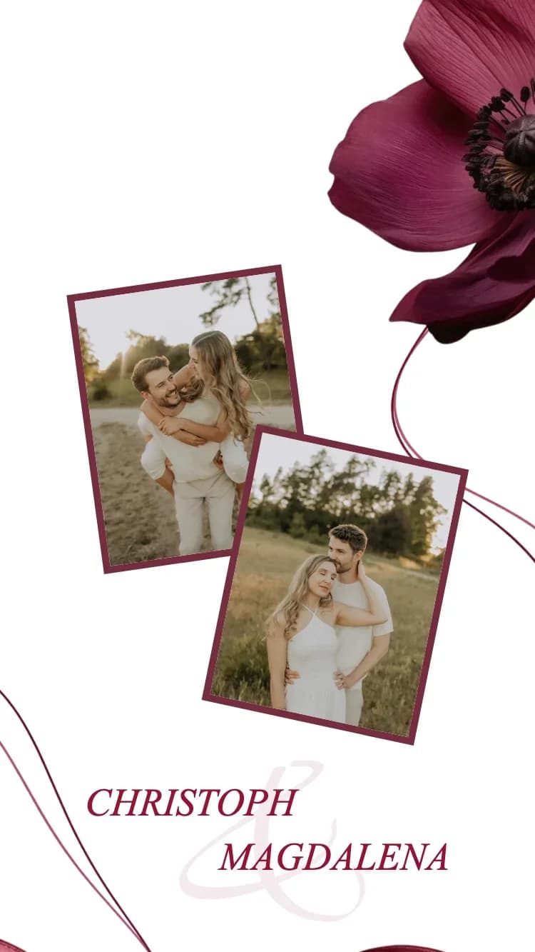 Silk Ribbon - Dark Red - Vorlage für Online-Hochzeitseinladungen