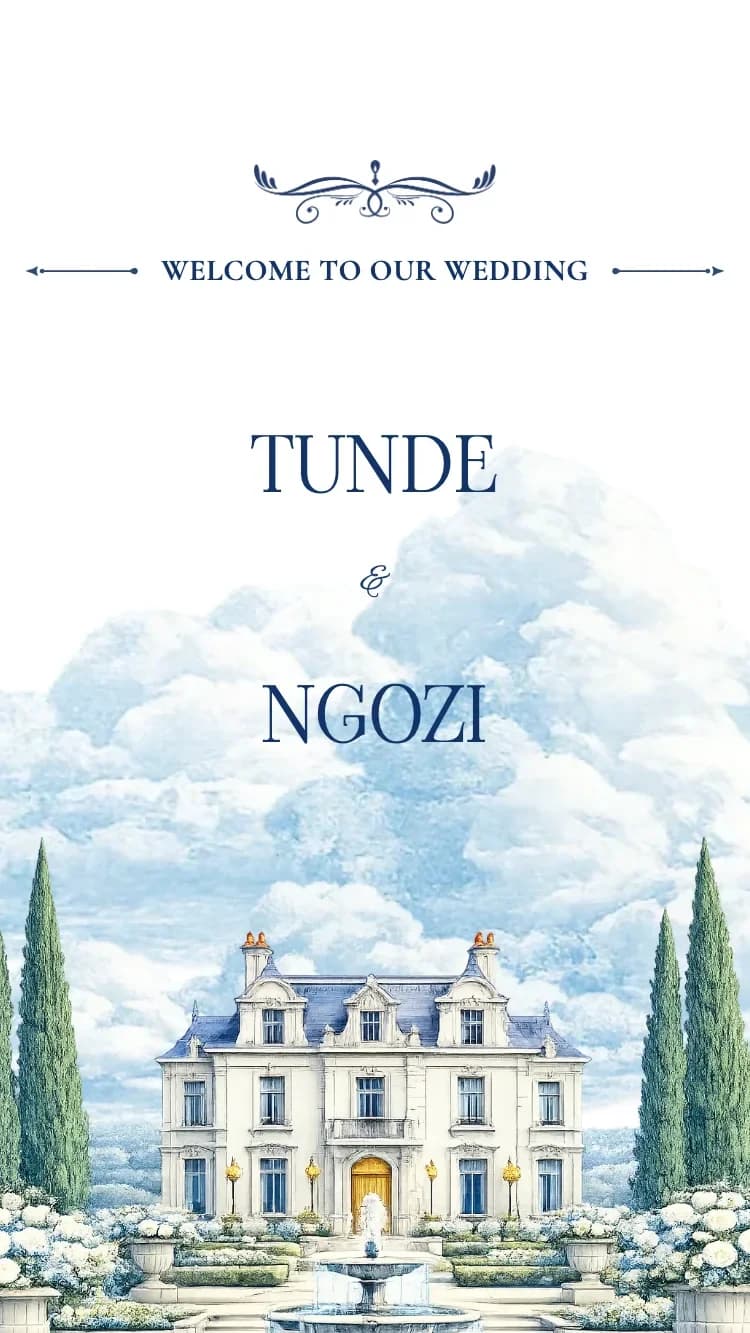 Chateau - Blue - Online Wedding Invitation Template