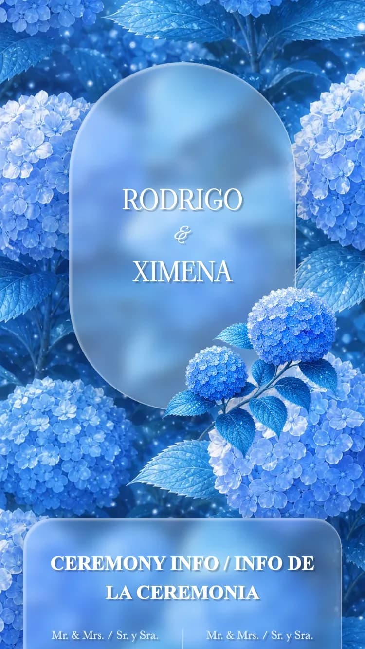 Glass Garden - Blue - Online Wedding Invitation Template