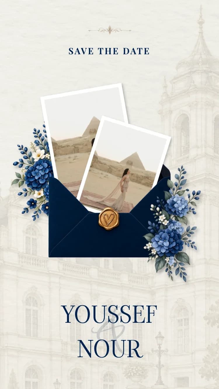 Minimalism - Dark Blue - Online Wedding Invitation Template