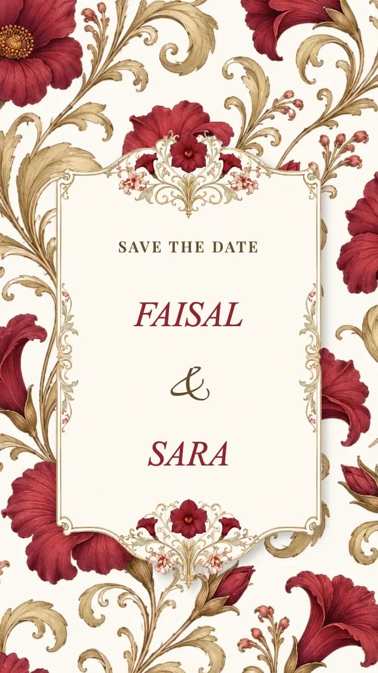 Porcelain II - Red - Online Wedding Invitation Template