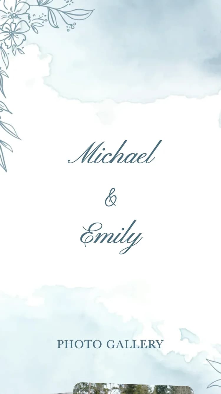 Spring Garden - Blue - Online Wedding Invitation Template