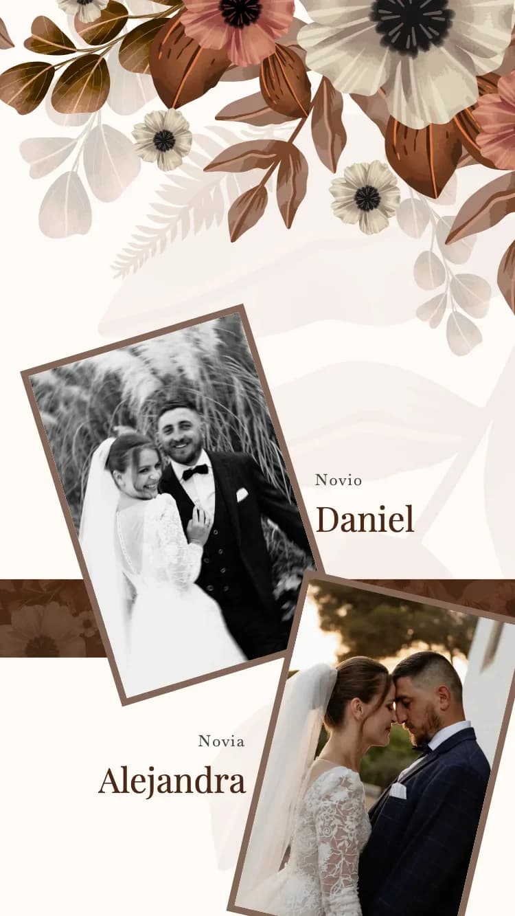 Boho Floral - Brown - Plantilla de Invitación de Boda Online
