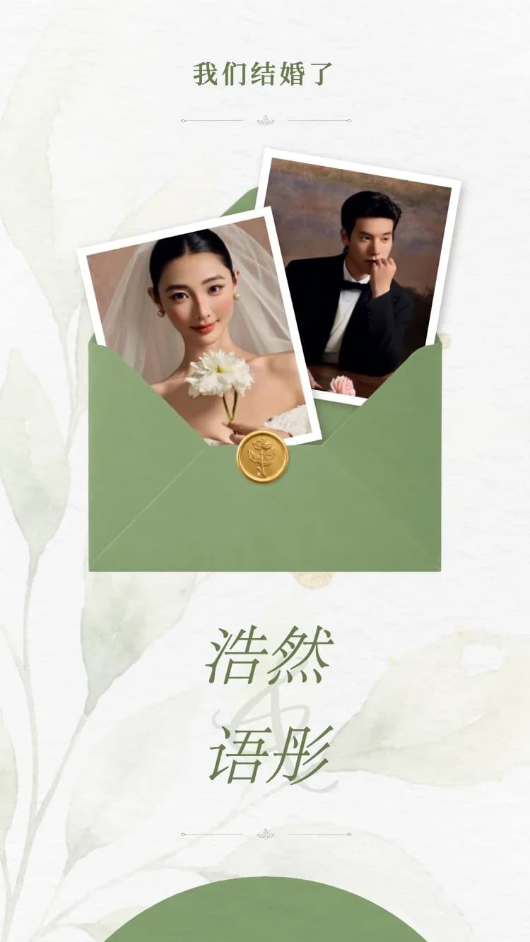 极简 - 绿 - 在线婚礼请帖模板