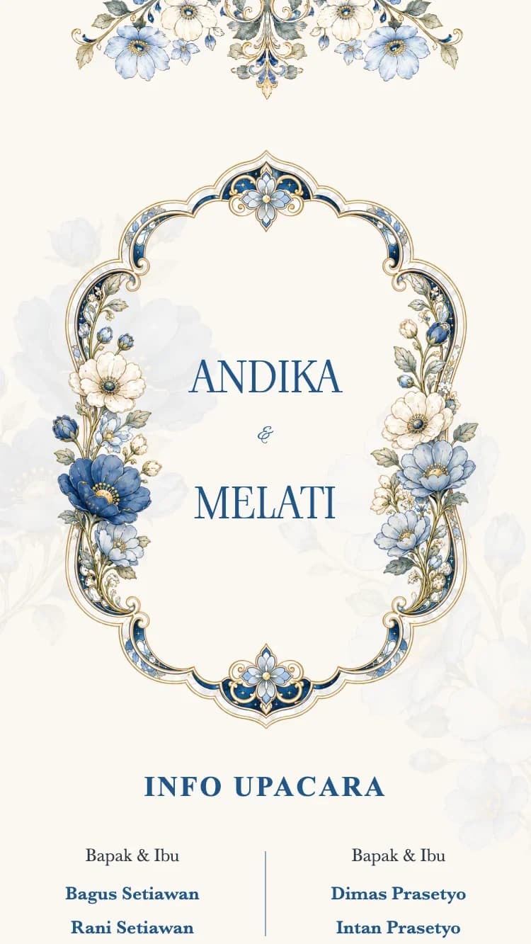 Crystal Floral - Blue - Template Undangan Pernikahan Online