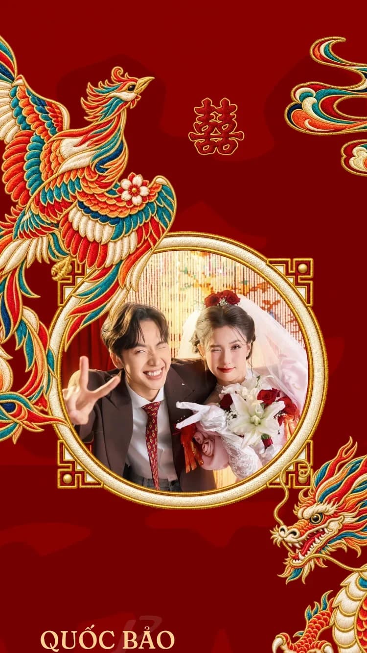 Long Phụng V4 - Đỏ - Mẫu thiệp cưới online