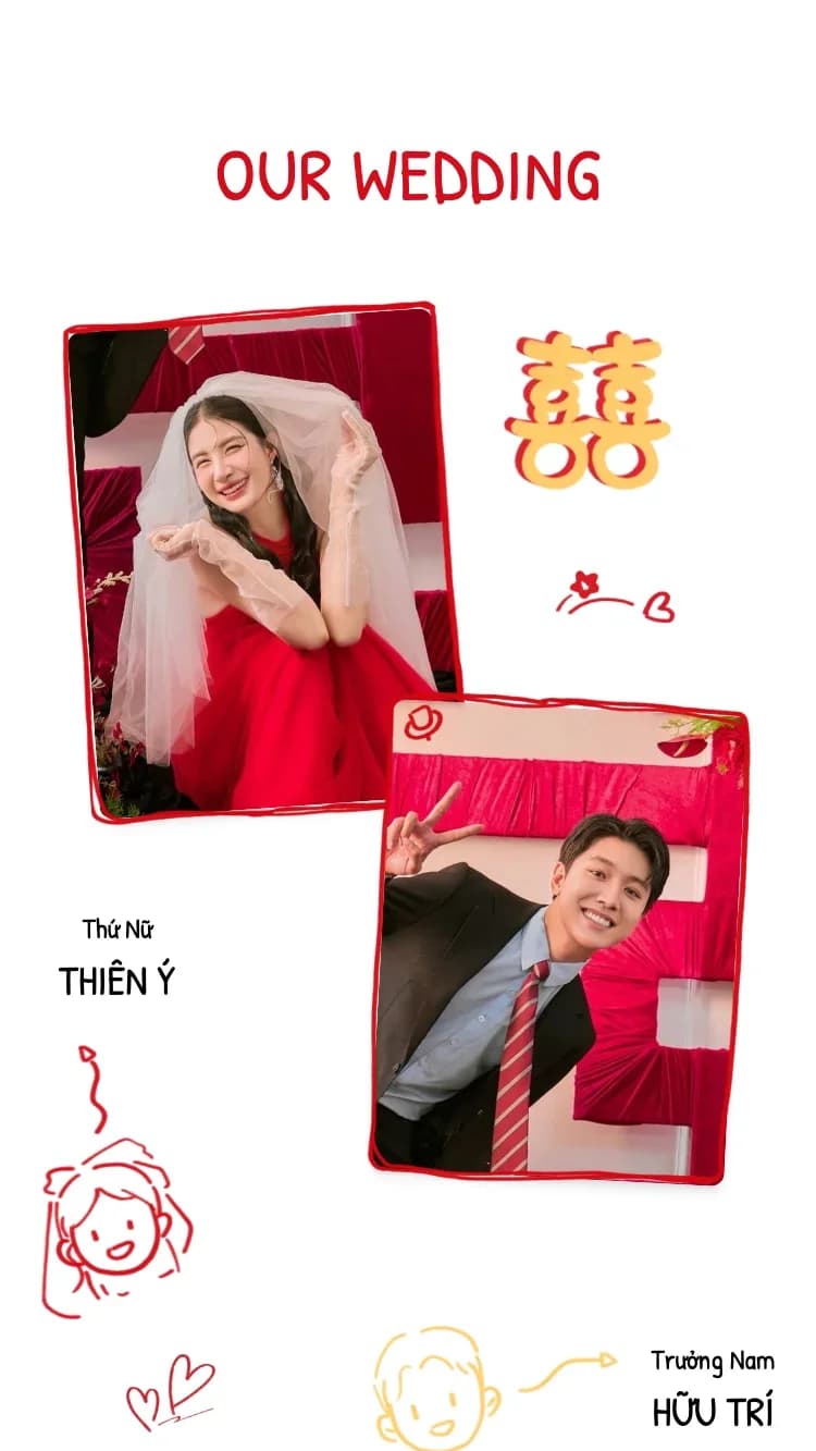 Hoạ Tình - Đỏ - Mẫu thiệp cưới online