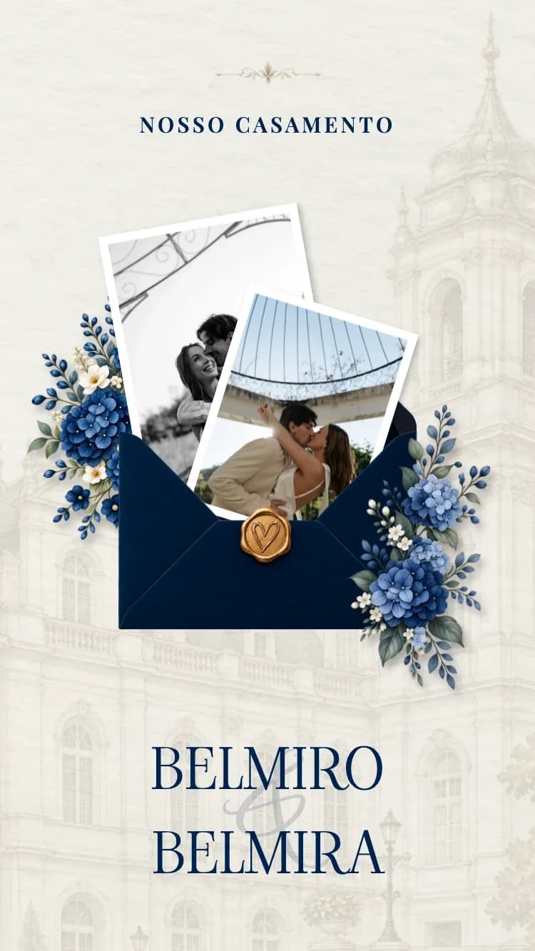 Minimalism - Dark Blue - Modelo de Convite de Casamento Online