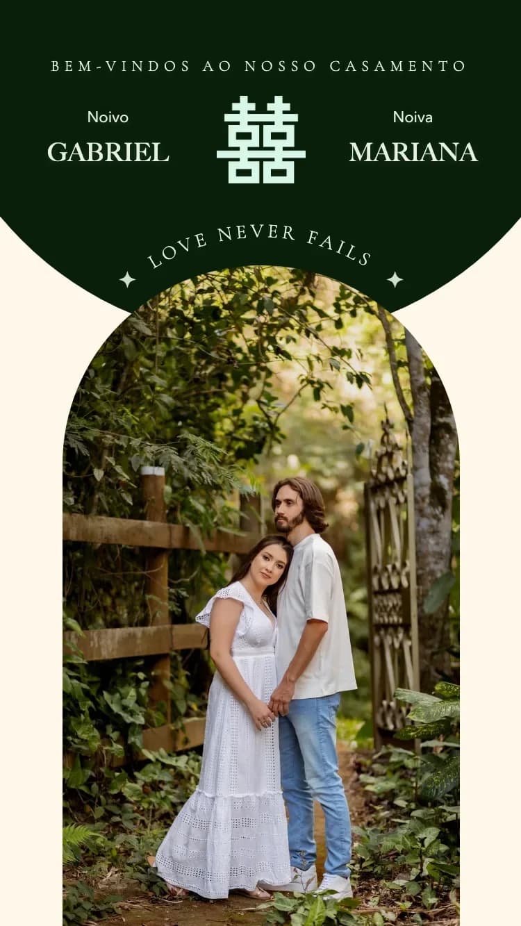 Double Happiness - Green - Modelo de Convite de Casamento Online